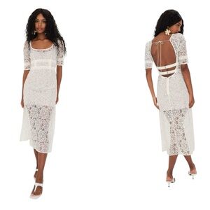 For Love and Lemons Marilyn Midi Dress in Ivory Size Medium NWT